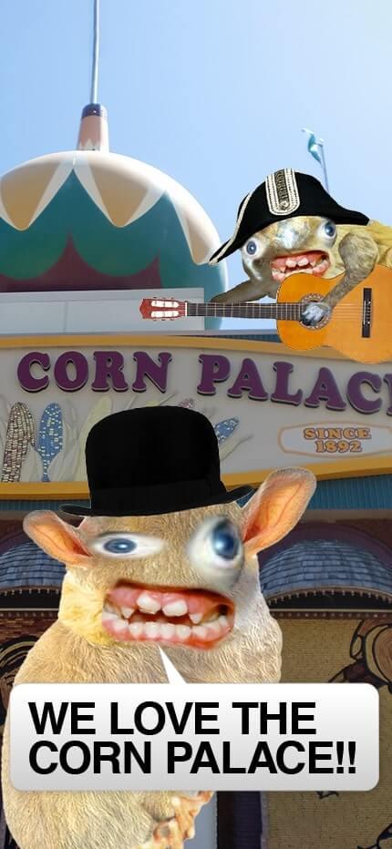 Cell phone photo of the spongmonkeys at the corn palace